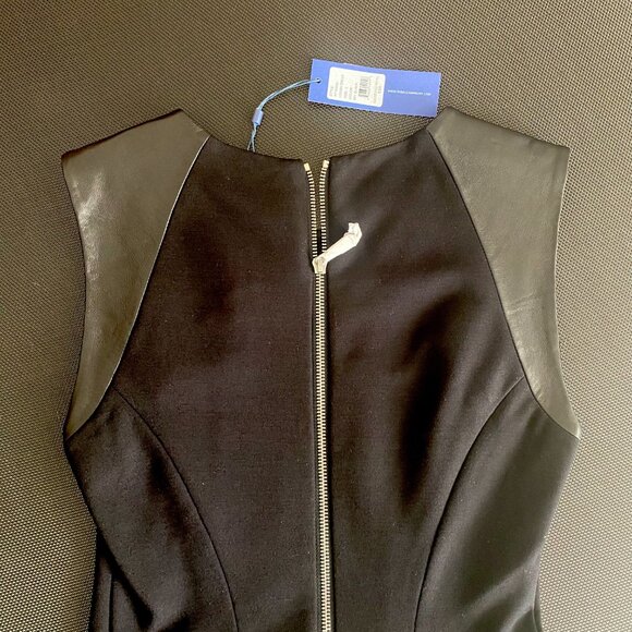 NWT REBECCA MINKOFF Black Genuine Leather Stretch Mini Dress XS US 2 MSRP $398 - Picture 11 of 12